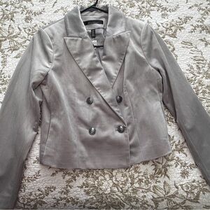 White House black market velvet Gray Double-Breasted Blazer